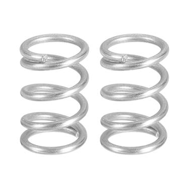 Imagem de uxcell 2 molas de compressão, 1,2 mm de diâmetro do fio x 10 mm OD x 15 mm de comprimento, mola de extensão de aço inoxidável 304, molas de pressão para reparos domésticos em lojas, prata