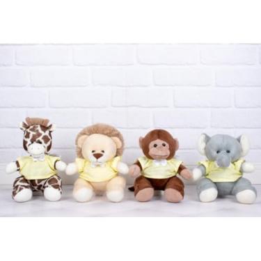 Imagem de Kit Pelucia Safári Provence Leão, Elefante, Macaco E Girafa 22 Cm (AMARELO)