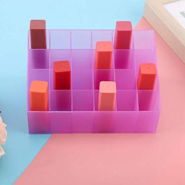 Imagem de Pp 24 Grades Suporte de Batom Expositor Caixa de Armazenamento de Maquiagem Cosmética Rack de Batom (Roxo)