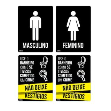 Imagem de Kit Placa de Sinalização Banheiro Masculino, Feminino e Não deixe Vest