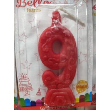 Imagem de Vela aniversário n9 Vermelho - Bello Festas 