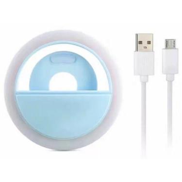 Imagem de Luz De Selfie Ring Light Anel Led Flash Celular Recarregável Azul - BC