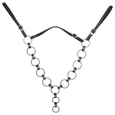 Imagem de Peitoral Couro de Búfalo Inox SV5198 - Preto - Selaria Vertentes