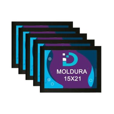 Imagem de Kit 5 Molduras Pretas 15x21 Com Fundo Em Eucatex Para Decoração e Arte