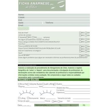 Imagem de 2 Blocos Extensão Alongamento Cílios Ficha Anamnese Cores 15x21 - Impr
