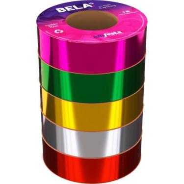 Imagem de Fita Plástica Metalizada Brilho 30MM X 10M Sortida Pacote com 5 Unidad