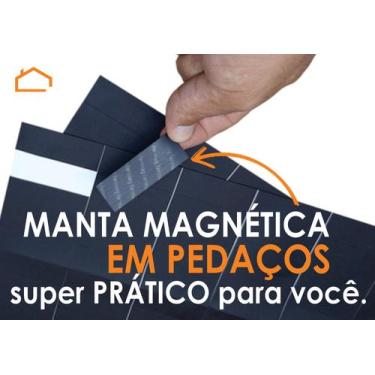 Imagem de Manta Magnética 2x5cm Adesivada Pedaços Imã Artesanato Fotos 100 pedaç