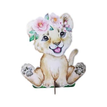 Imagem de Totem de Mesa Safari Leão 25cm Displays Aniversário Mdf Adesivado - AT