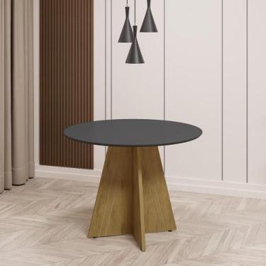 Imagem de Mesa de Jantar Redonda 103cm Multimóveis CR50047, Carvalho/Cinza