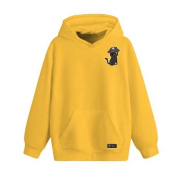 Imagem de Blusão Moletom Canguru Pirata Gato Infantil Personalizado com Capuz e 