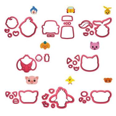 Imagem de Kit 8 Cortadores Circo Turma Plim Plim Cabeça Palhaço - DOCE IMPRESSO,