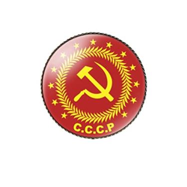 Imagem de vmcoatdu Broche redondo de 2,5 cm estilo retrô KGB Soviético Russo Medalha Broche de Foice e Emblema de Martelo URSS KGB CCCP Pin Metal e Vidro Material, One Size, Metal, Vidro