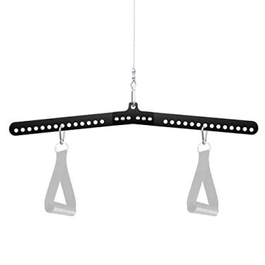 Imagem de RIMLUFE Cabo de alça D de 81 cm Crossover Sistema de polia dupla para treino corda acessórios para máquina de exercício Espalhador LAT Barra de puxar para baixo Peças de gancho duplo para rack de