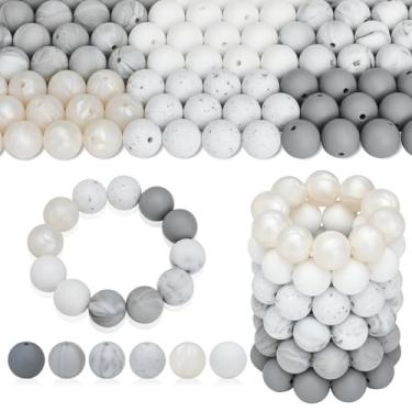 Imagem de U-LIAN 150 contas de silicone de 15 mm de cores mistas, contas de silicone a granel para fabricação de chaveiros, contas de silicone de 15 mm para canetas e pulseiras brancas