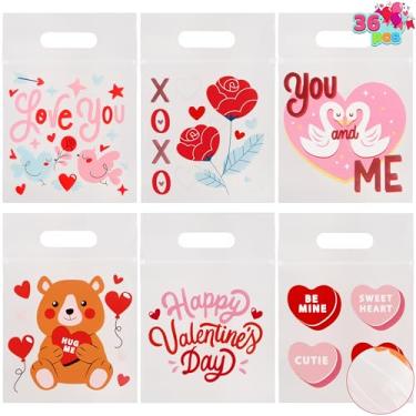 Imagem de JOYIN Bolsa de presente de celofane de dia dos namorados com 36 peças para lembrancinhas de festa infantil, prêmios de troca de sala de aula, sacolas de brindes dos namorados