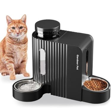 Imagem de Comedouro e bebedouro automático Gardner Pet, conjunto 2 em 1 em aço inoxidável, grande capacidade, abastecimento por gravidade, para cães, filhotes, gatos