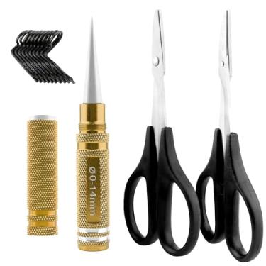 Imagem de GDOOL RC Body Reamer 0-14mm Hole Puncher with Sleeve & Curved & Straight Scissors & 8 Pieces Body Clips Set Cars Body Mounting for RC Vehicle Truck Plastic Body Shell Cover Hobby Repair Tools (Gold)