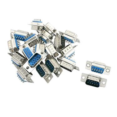 Imagem de uxcell 20 peças conector DB9 9 pinos D-Sub conector de solda macho, juntas banhadas a ouro DB9 RS232 conversor adaptador conector serial