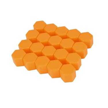 Imagem de A ABSOPRO 20 peças 21 mm universal laranja silicone roda porca terminal parafuso aro parafuso tampas de parafuso pneus tampas de parafuso para substituição de item automotivo