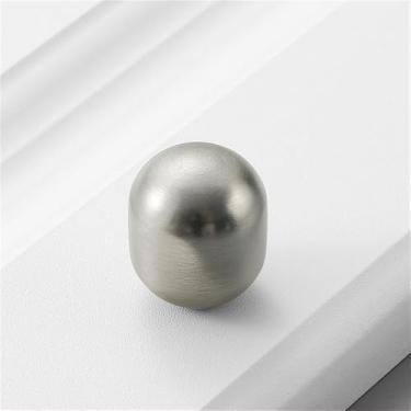 Imagem de Puxador redondo de cobre puro com furo único, puxador americano moderno simples de latão dourado para porta de armário de guarda-roupa, puxador vintage, prata escovada, L, CHINA