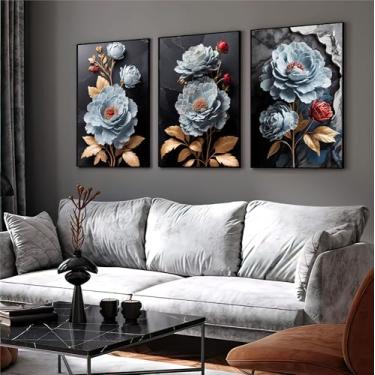 Imagem de Quadro Decorativos Quarto Sala Flor Tulipa Branca Dourada Ouro Trio 3 Peças (08)