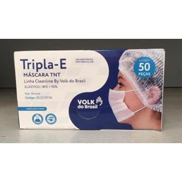 Imagem de Máscara Descartável TNT Tripla 50 Unidades Branca - VOLK DO BRASIL