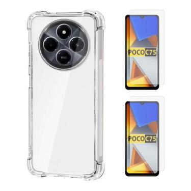 Imagem de Capa Capinha Silicone + 2 Películas Vidro 3D Para Poco C75 - DB, Trans