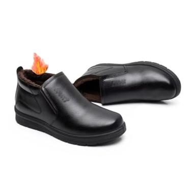 Imagem de Sapatas De Couro Do Cozinheiro Chefe Do À Prova De Água, Homens Inverno Quente Algodão Forrado Óleo Resistente À Água Com Absorção De Choque Sapatos De Trabalho Para Cozinha(44 EU)