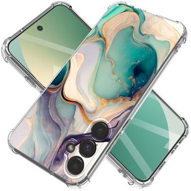 Imagem de Capa para Samsung Galaxy S25 [Marble Slim] + [Proteção antiqueda à prova de choque] Capas de telefone femininas elegantes de TPU macio de 6,17 polegadas (Lago Alpino)