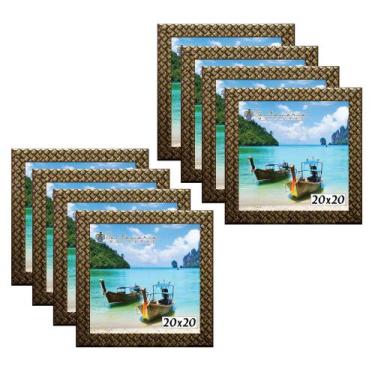 Imagem de Kit 8 Molduras Porta Retrato 20x20 3cm Relevo Dourado - Santamaria Mol
