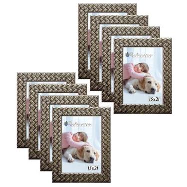 Imagem de Kit 8 Molduras Porta Retrato 15x21 3cm Relevo Prateado - Santamaria Mo