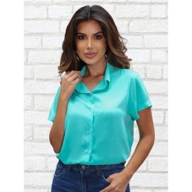 Imagem de Camisa social feminina de manga curta leve e fresca-Feminino