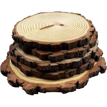 Imagem de BESTWD Pacote com 5 Peças de Madeira de Pinho Redonda Rústica, Sem Lixar, 8-10" de Diâmetro(Grande), Excelente para Centro de Mesa de Casamento, Projetos de Madeira Faça Você Mesmo (, Wjb2025-5)