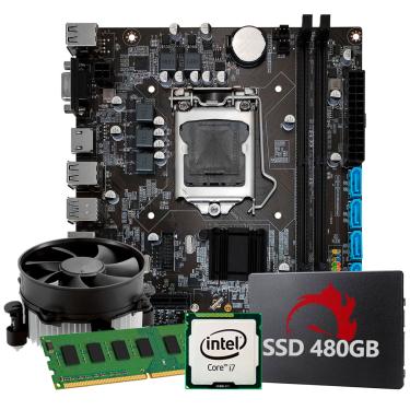 Imagem de Kit Upgrade Intel Core I7, 16GB RAM, SSD 480GB, Conexões USB/VGA/HDMI/LAN/SOM