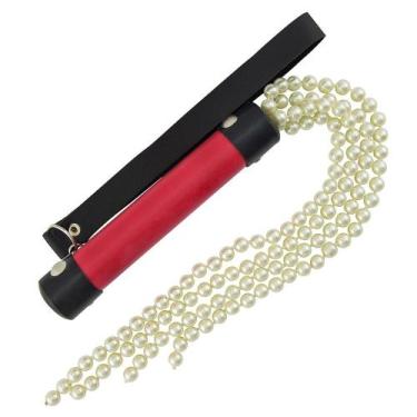 Imagem de Chicote 04 Tiras de Pérolas Vermelho 25cm Brasil Fetiche - Sexshop