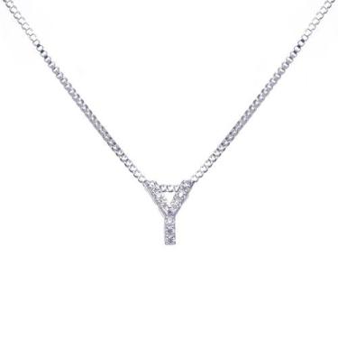 Imagem de Colar inicial cravejada Banhado Prata 925 - Papillon Semi Jóias