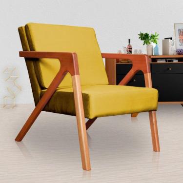 Imagem de Poltrona  Decorativa monalisa belo tok - veludo, Mostarda