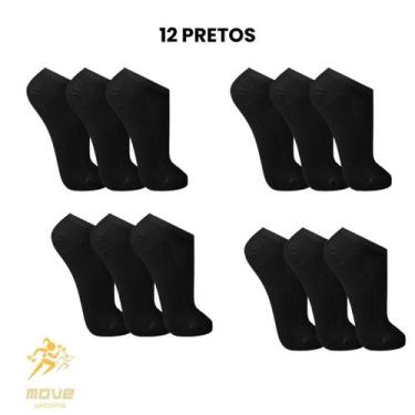 Imagem de Kit 12 Pares De Meias Soquete Cano Curto Algodão - Sem marca, Preto, T