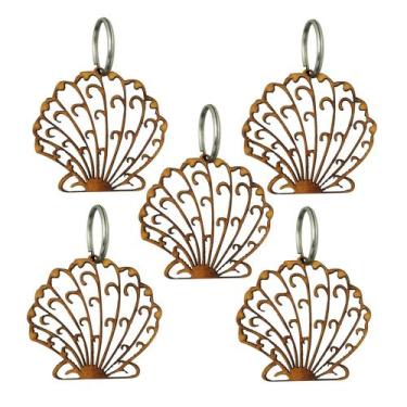 Imagem de Pacote 50 Chaveiro Concha nº 1 C/ Argola 1133 5x5cm Mdf Cru - Atacadão