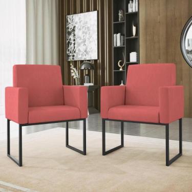 Imagem de Kit 02 Cadeiras Poltrona Decorativa Sala Quarto Base Preto - Balaqui D