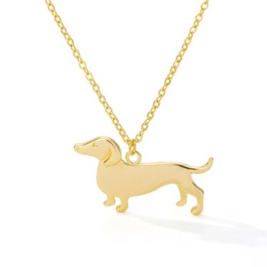 Imagem de OIDIMS Colar com pingente de animal de estimação de Dachshund delicado para mulheres e homens, aço inoxidável, fofo, animal, corrente ajustável, 40,6 cm de comprimento, joia exclusiva da amizade para