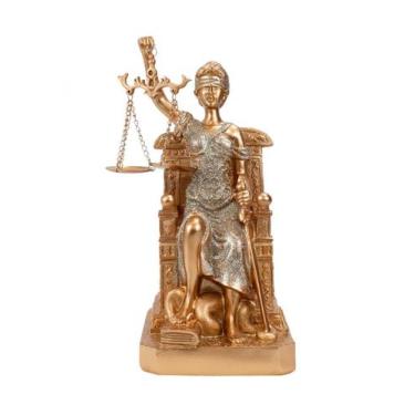 Imagem de Dama Da Justiça Rosê Sentada 25.5cm Enfeite Resina - Taimes