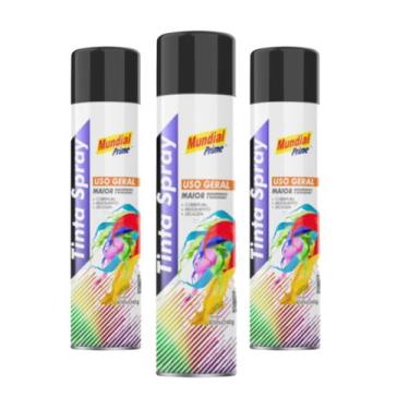 Imagem de Kit 3 Un Tinta Spray Preto Ug Marca Mundial Prime 400ml