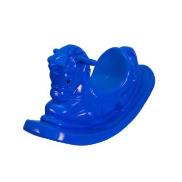 Imagem de Novas Gangorras  Infantil upa Cavalinho pocotó  Azul -  meninos e meni