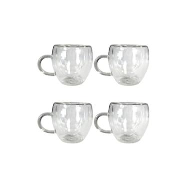 Imagem de Xícaras De Vidro Parede Dupla Chá Café Da Manhã Lanche Da Tarde 80ml (4)