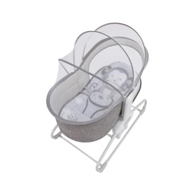 Imagem de MASTELA Cadeira Moisés Giratória 360° 4 em 1 Macaquinho: Berço Balanço Automático, Timer, Músicas, Até 18kg - Cinza Claro