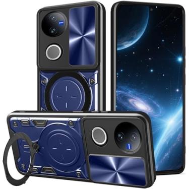 Imagem de Ysnzaq Capa Armor para Vivo V50, capa protetora à prova de choque de grau militar com suporte para vivo V50 CQ azul-marinho