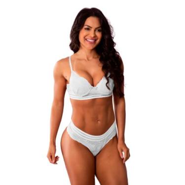 Imagem de Conjunto Sutiã Bojo e Calcinha Renda Com Elástico na Cintura Sensual E