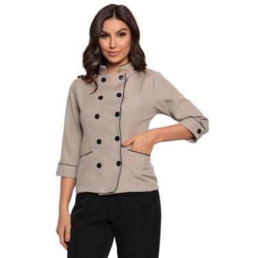 Imagem de Dolma Chef Feminina em Oxford Manga 3/4 Cinza Ivy - Gardenia Jalecos, 