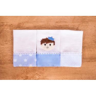 Imagem de Kit 3 Peças Fralda De Boca Para Bebê - Miguel Baby, Principe